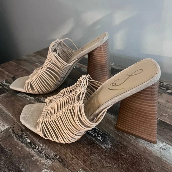 Sam Edelman Laurette Strappy Nude Mule Block Heel Women Size 9 - Picture 8 of 8